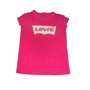 Girls Levi’s fitted t-shirt. Pink and sparkly white. M (5-6 years)